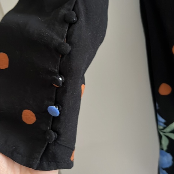 Gently Used Free People Floral and Polka Dot Mini Dress with Covered Buttons - Picture 6 of 6